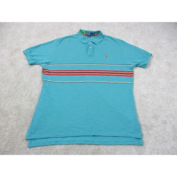 Ralph Lauren Polo Shirt Mens Extra Large XL Green Red Cotton Golf Golfer Preppy - Picture 1 of 11